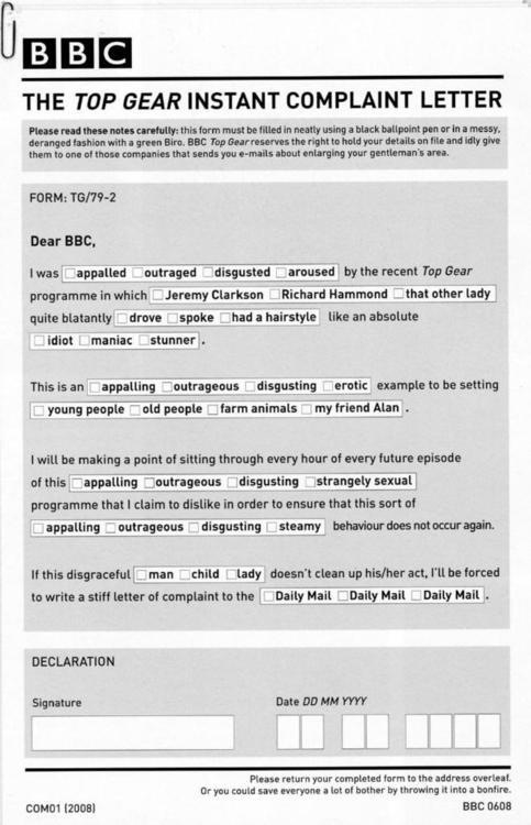 Top Gear complaints form dontkillthevibe.t