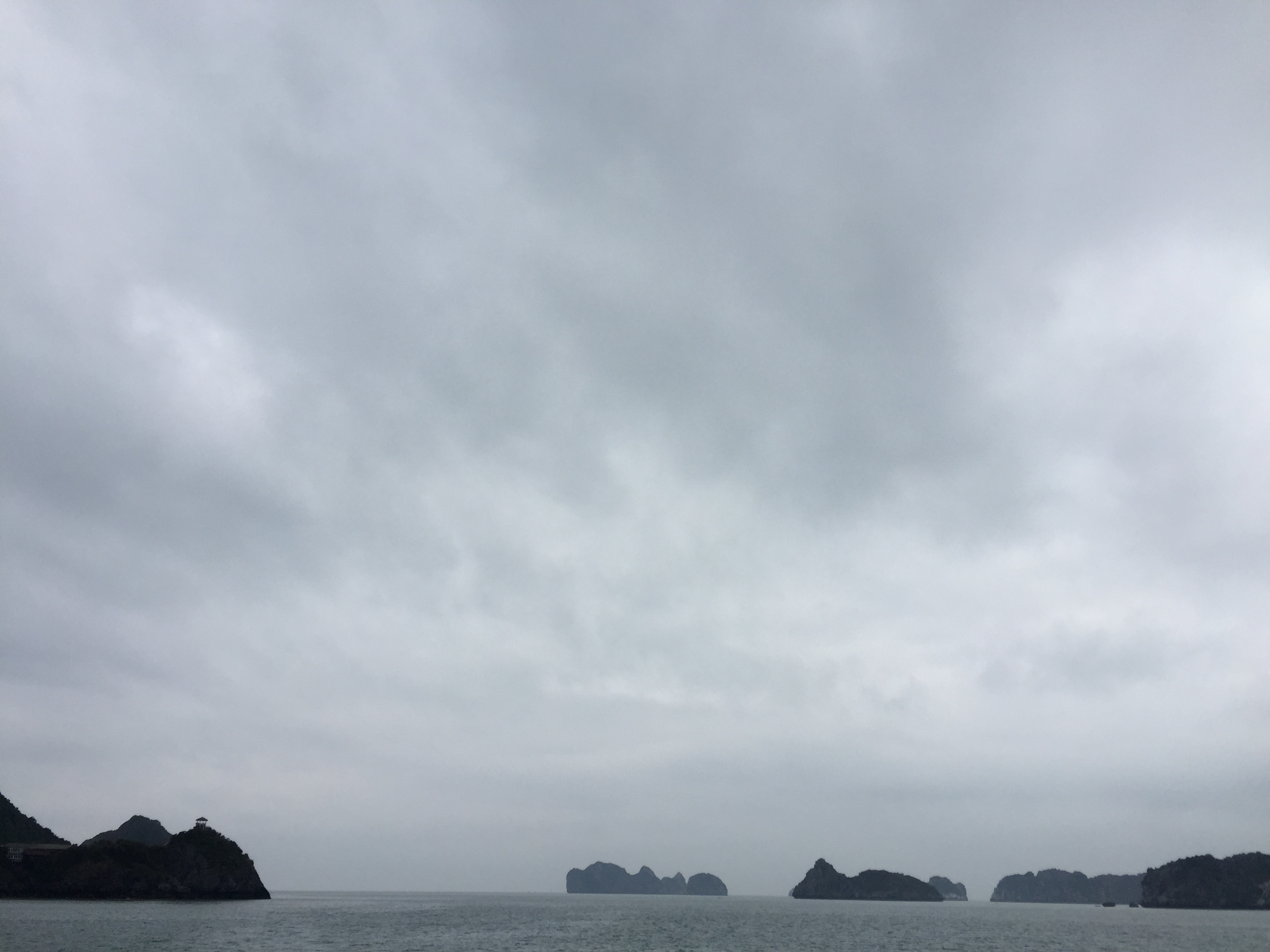 Ha Long Bay, Vietnam on a cloudy day