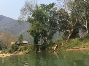 riverbank with bar Song River Vang Vieng