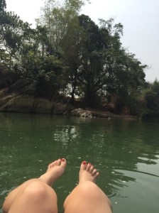 view from a tube on Song River Vang Vieng